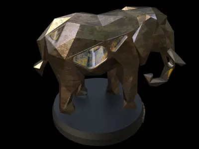 Steampunk Elephant Low-poly 3D model