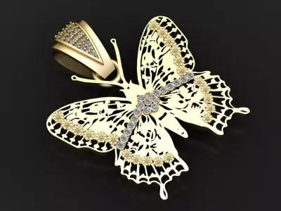 butterfly pendant 3D printable model  3D print model