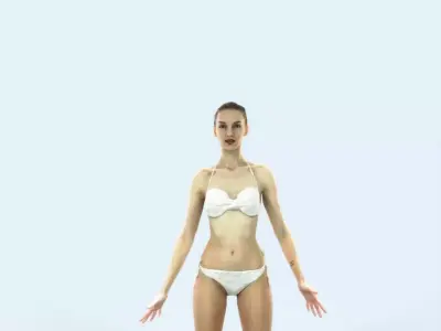 Beauty D Beach Animated Rigged Sports Woman Low-poly 3D model