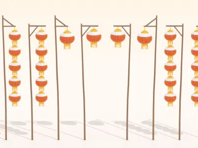 Chinese Tall Paper Lantern With Snow 3D model