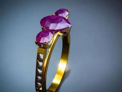 Solitaire Wedding Engagement Women Ring 3D 3D model