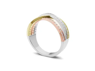 Tri-Color Diamond Ring - 3D Printable CAD Module 3D print model