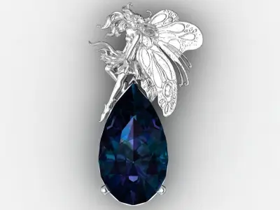 Butterfly girl pendant 3D print model