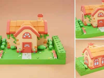 Cartoon Town Islands Exteriors 2 Low-poly 3D model