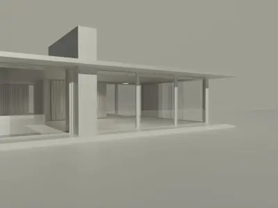 Vintage Bungalow House 70s 3D model