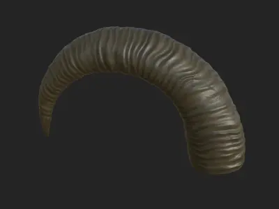 Middle horns of a goat Low-poly 3D model