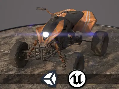 ATV - Quad Post Apocalyptic Vehicle - PBR - Game Ready Low-poly 3D model