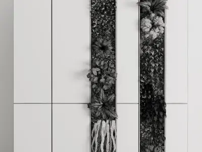 Vertical Wall Garden With wooden frame 3D model