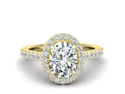 Luxury Engagement Diamond ring oval 3D print model