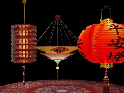 Chinese red lantern  3D model 11