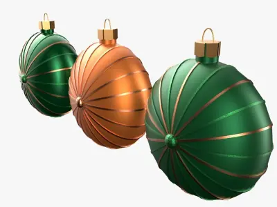 Christmas Tree Ornament Set7 - Green Orange 3D model