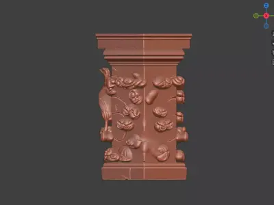 Ancient tomb stone pillars stone piers 3D model