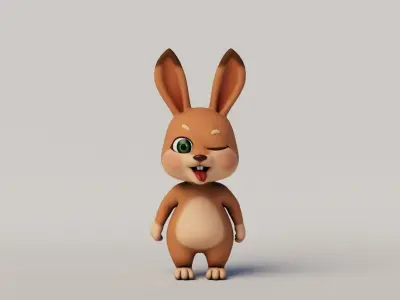 Rigged Cartoon Rabbit 3D model