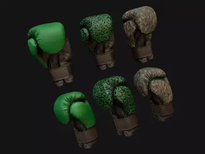 Boxing Gloves Green Military Low-poly 3D model