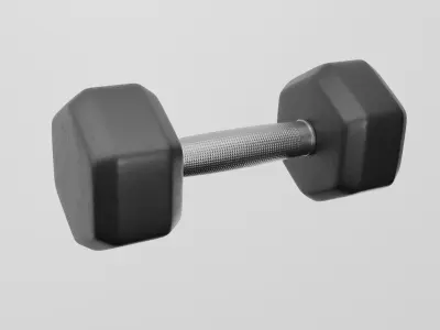 Black rubber dumbbells with perforated handle 3D model