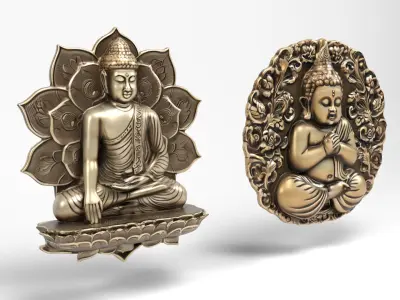 Buddhas 2 Low-poly 3D model