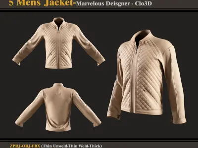 5 Men Jacket -MD-Clo3D - FBX - OBJ-  3D model