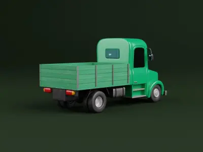 Stylized Cartoon Rigged Open Back Truck 3D model