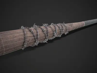 Barbwired Baseball Bat Low-poly 3D model