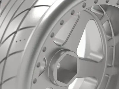 One-Piece 5-Spoke Racing Wheel with Integrated Tire 3D print model