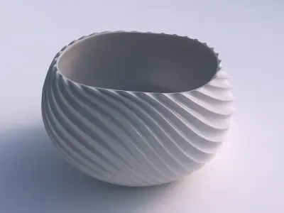 Bowl spheric twisted with bent extruded lines 3 3D print model