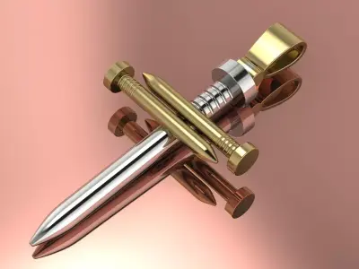 Nail Elagant Cross Brand Gold Jewelry 3D print model