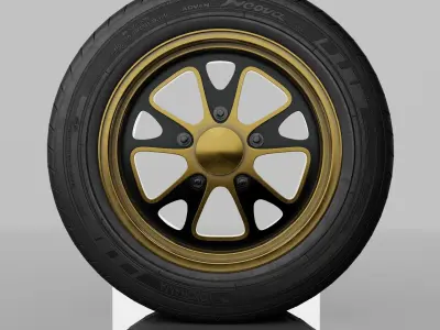 Car wheel with yokohama tire 3D model