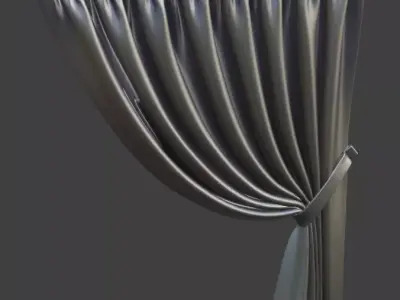 Luxury Silk Curtain with Tieback 3D model