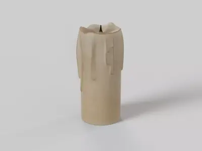 Melted Candle with Drips and Burnt Wick 3D model