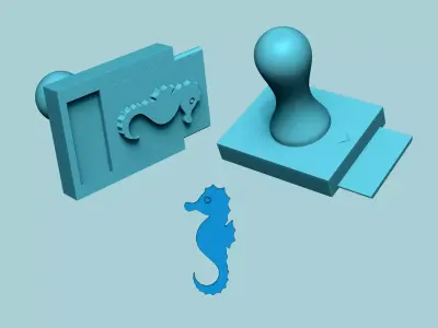 Stamp 06 - Sea Horse - Fondant Decoration Maker Toy 3D print model