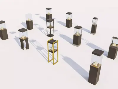 Modern Jewelry Display Stands Collection Low-poly 3D model