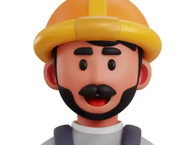 3d avatar profession as Builder Low-poly 3D model