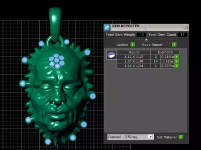 Gold face pendant 3D printable model   3D print model