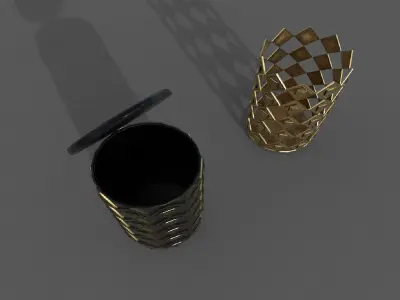 Bin Low-poly 3D model two gold vases Low-poly 3D model