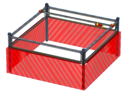 isometrical scaffolding 2x2 section Low-poly 3D model