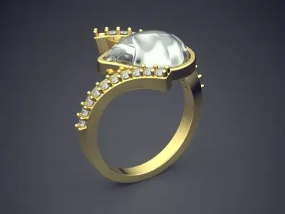 Luxury Ring With Rain Drop Shaped Diamond CAD 5448 3D print model