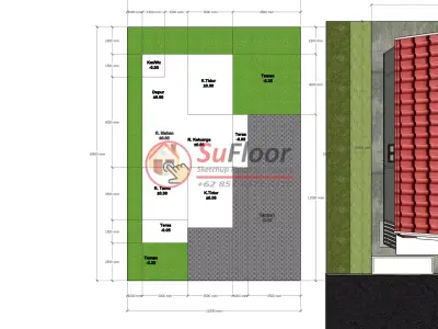House 11x16m code 607 - Sketchup 3D model 3D model 3D model