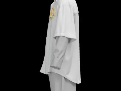 Male longsleeve  shirt and short 3D model