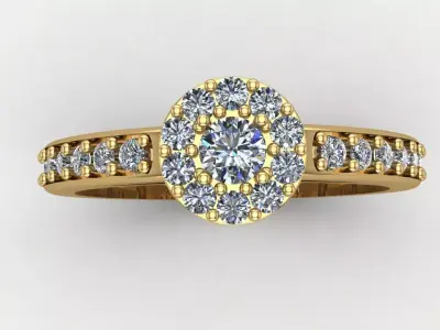 Solitaire and Diamond Halo Ring 3D print model