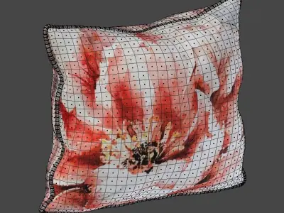 Voyage Cushion - Peony Red -Piped Pillow 3D model