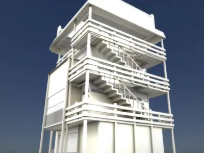 Tower-House Design - Blender Game Engine Low-poly 3D model