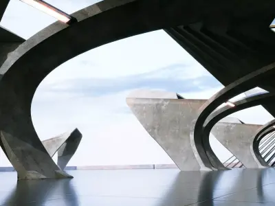 Concrete Corridor Scene - Architectural Background - V1U6 3D model