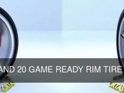 ORTAS CAR RIM 19 AND 20 GAME READY RIM TIRE AND DISC 3D Model Pack