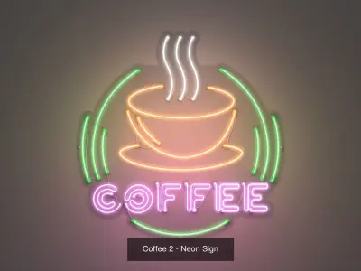 Coffee Neon Signs - 4 Pack 3D Model Collection