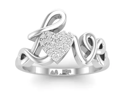 AV 651 Diamond Accent LOVE Heart Ring 3D print model