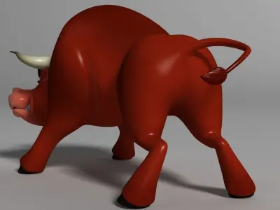 cartoon bull Rigged Low-poly 3D model