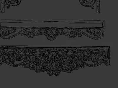Collection of Curtain  accessories  3D model 01 3D model