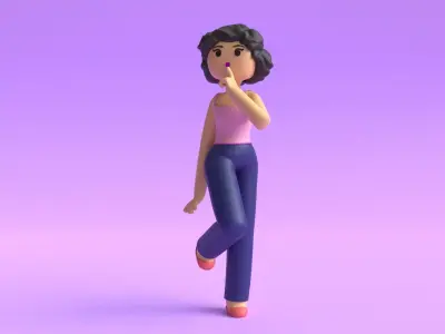 Minimal Cartoon Character Women 3D model