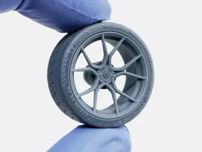 20x10 Stance SF07 Wheel Hoosier Track Attack Pro Tire 3D print model