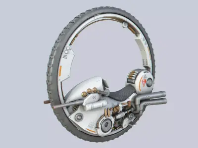 Mono wheel vehicle Low-poly 3D model